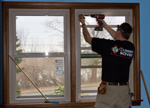 Cutaway view of a replacement window installation in West Dover